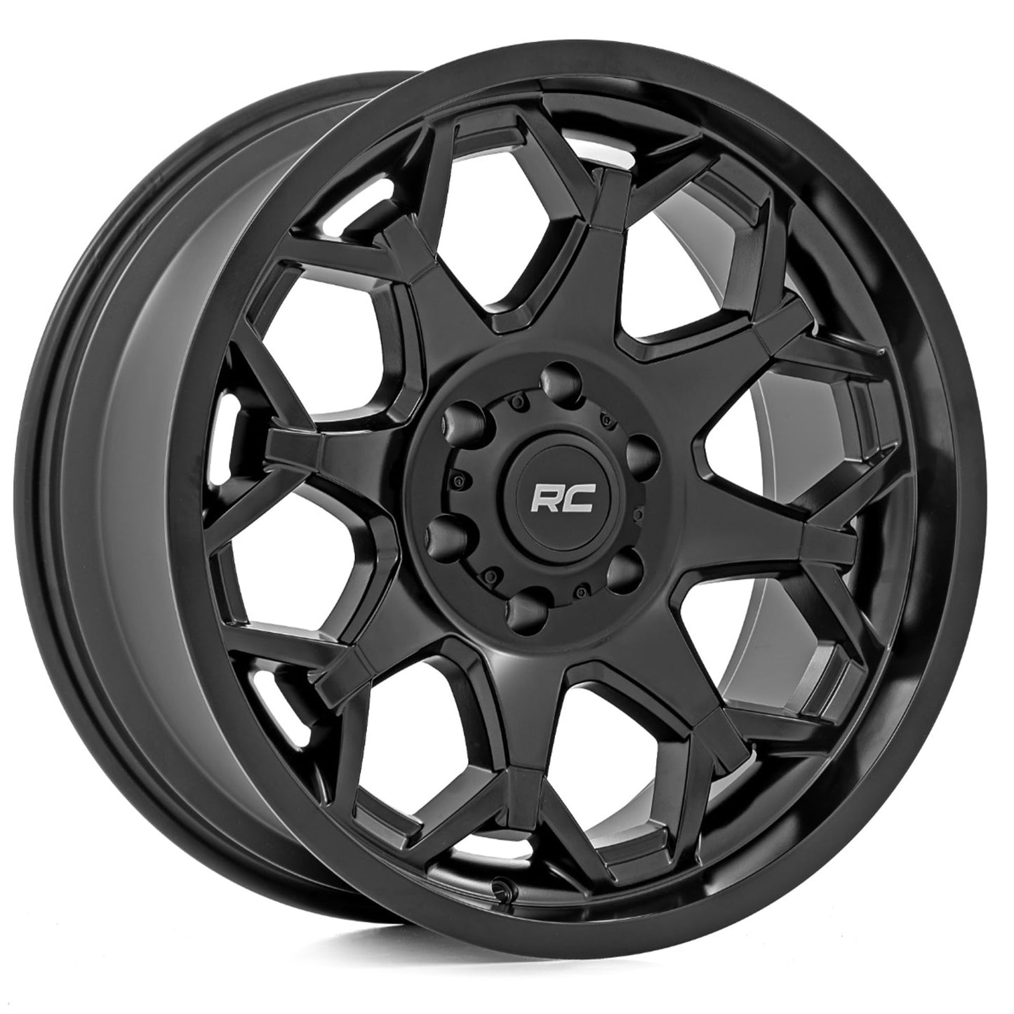 Rough Country 80 Series 20x10 Wheel - 5x5.0" Bolt Pattern, 25mm Offset, One-Piece Aluminum, Semi-Gloss Black Off-Road Rim for Jeeps, Trucks, SUV