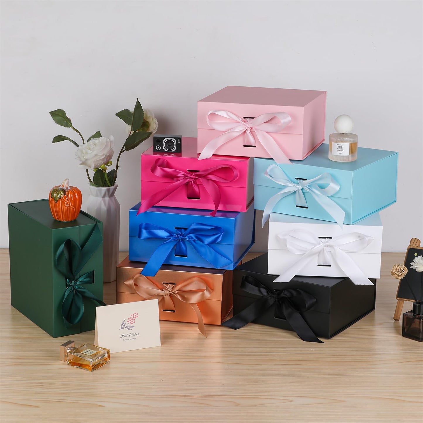 OEMVALATY Blue Gift Box,10x10x5 Inches Gift Boxes with Lids for Presents with Magnetic Closure and Ribbon for Wedding,Storage,Birthday