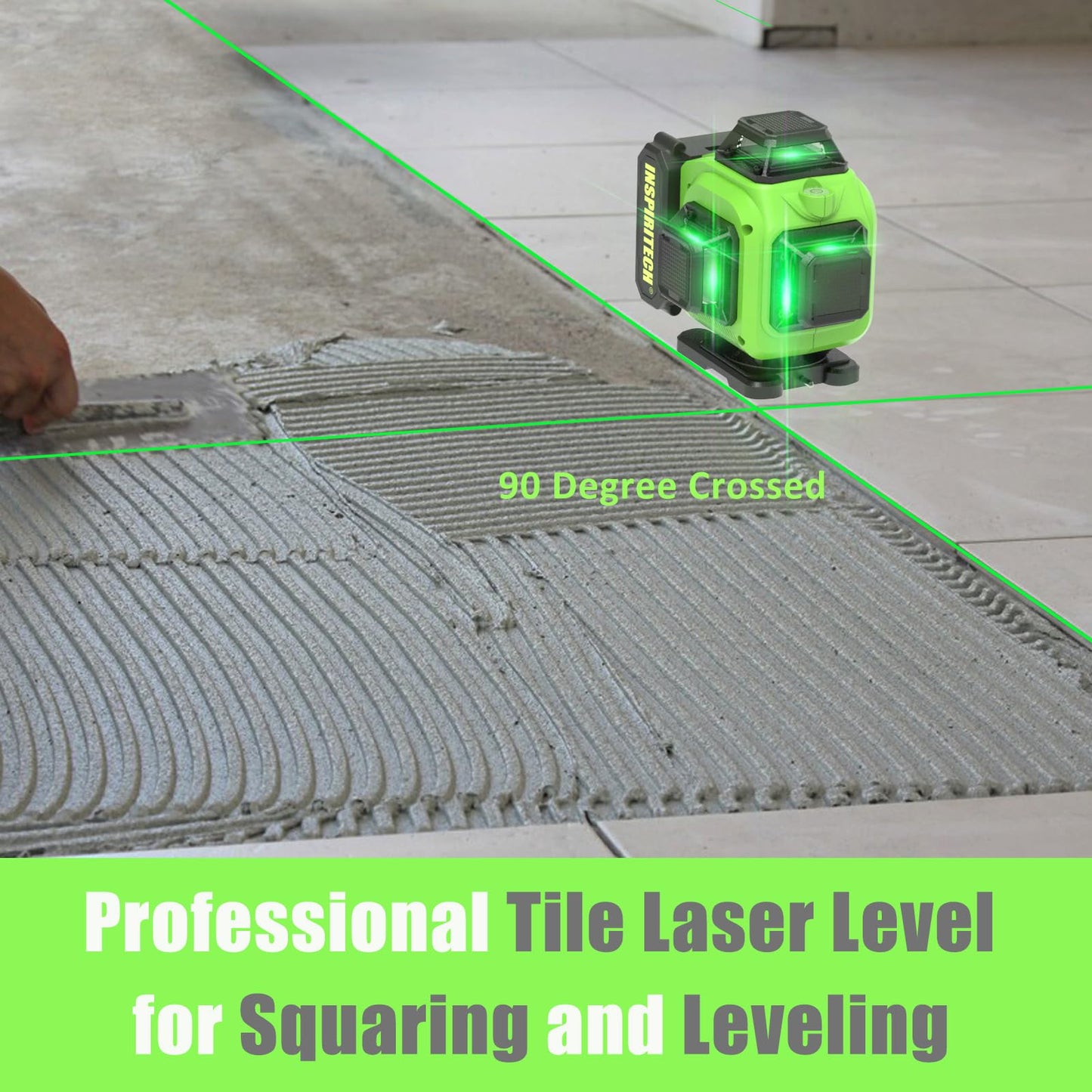 INSPIRITECH Laser Level 360 Self Leveling with Hard Case & Remote, 4x360 Rechargeable Green Line Laser for Framing Wall Ceiling Floor Tile