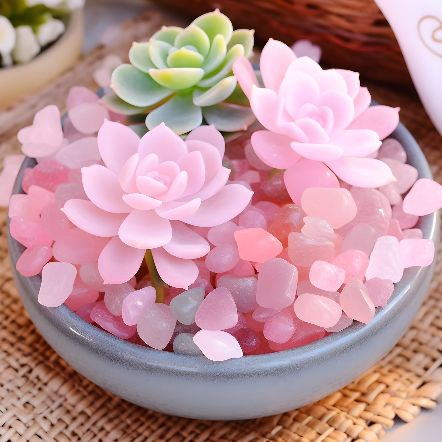 SigMntun Polished Rose Quartz Crystal Chips 200 Pcs - 0.3" 10 oz Tumbled Stone Chips Crushed Sea Glass Stones Healing Reiki Crystal Jewelry Making Home Decoration