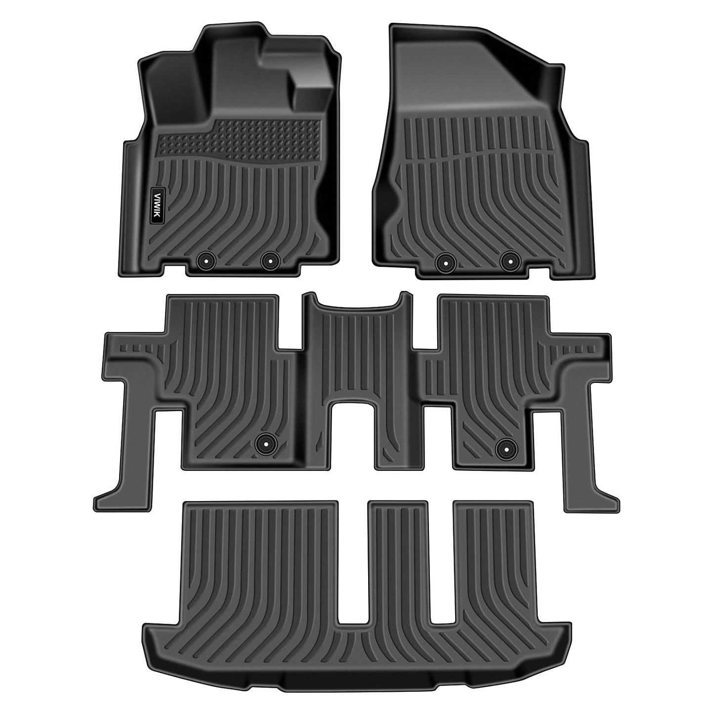 VIWIK Floor Mats Fit for Nissan Pathfinder 7 Seat 2013-2020 / QX60/ 2013 JX35 2014-2020, Car Mats All Weather Custom Floor Liners Full Set Include 1st 2nd 3rd Row, Automotive Floor Mats TPE Black