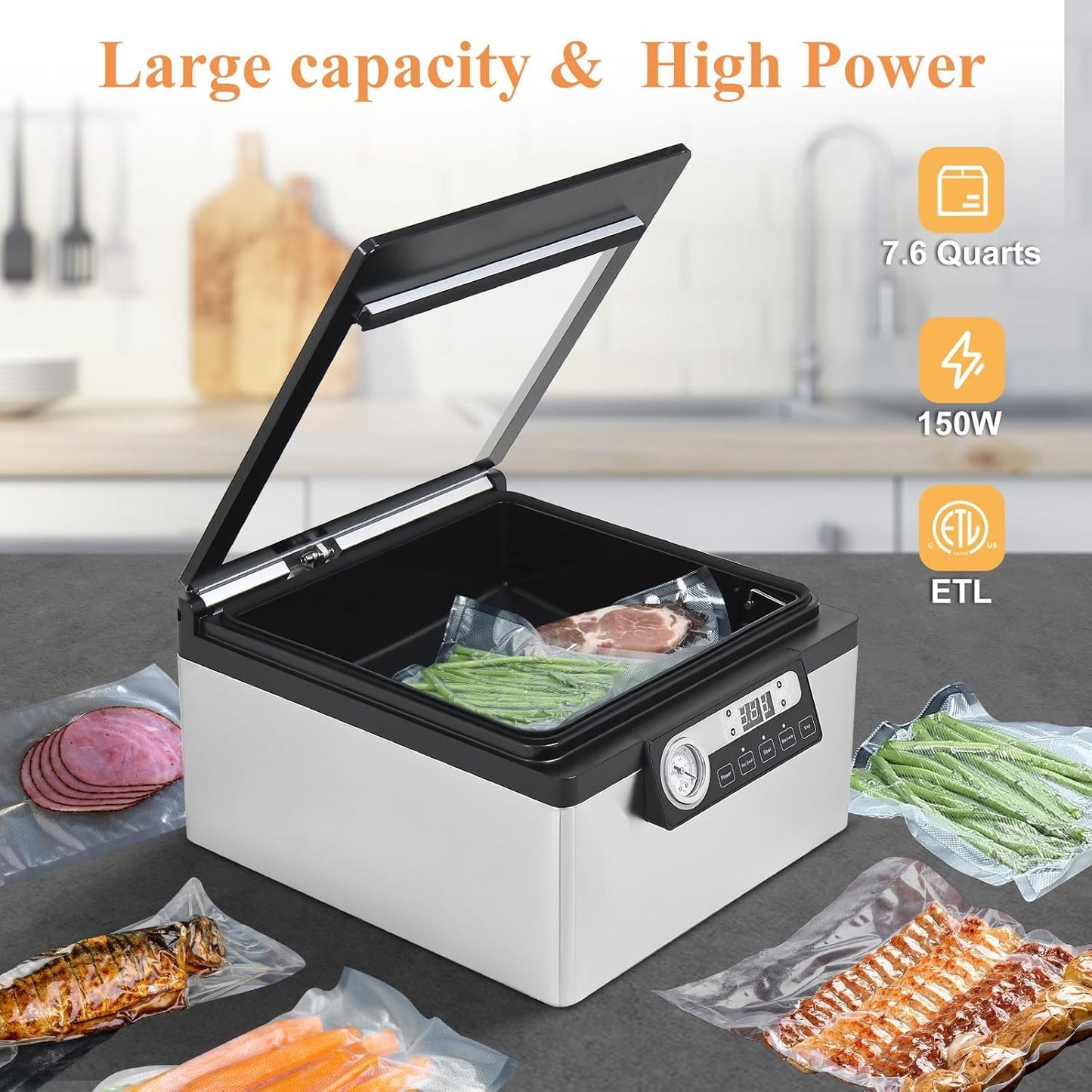Finderomend 12 inch Chamber Vacuum Sealer, Commercial Vacuum Sealer with Marinades Function, Dry/Moist Vacuum Chamber Sealer for Beans, Sauces, Soups and Meat