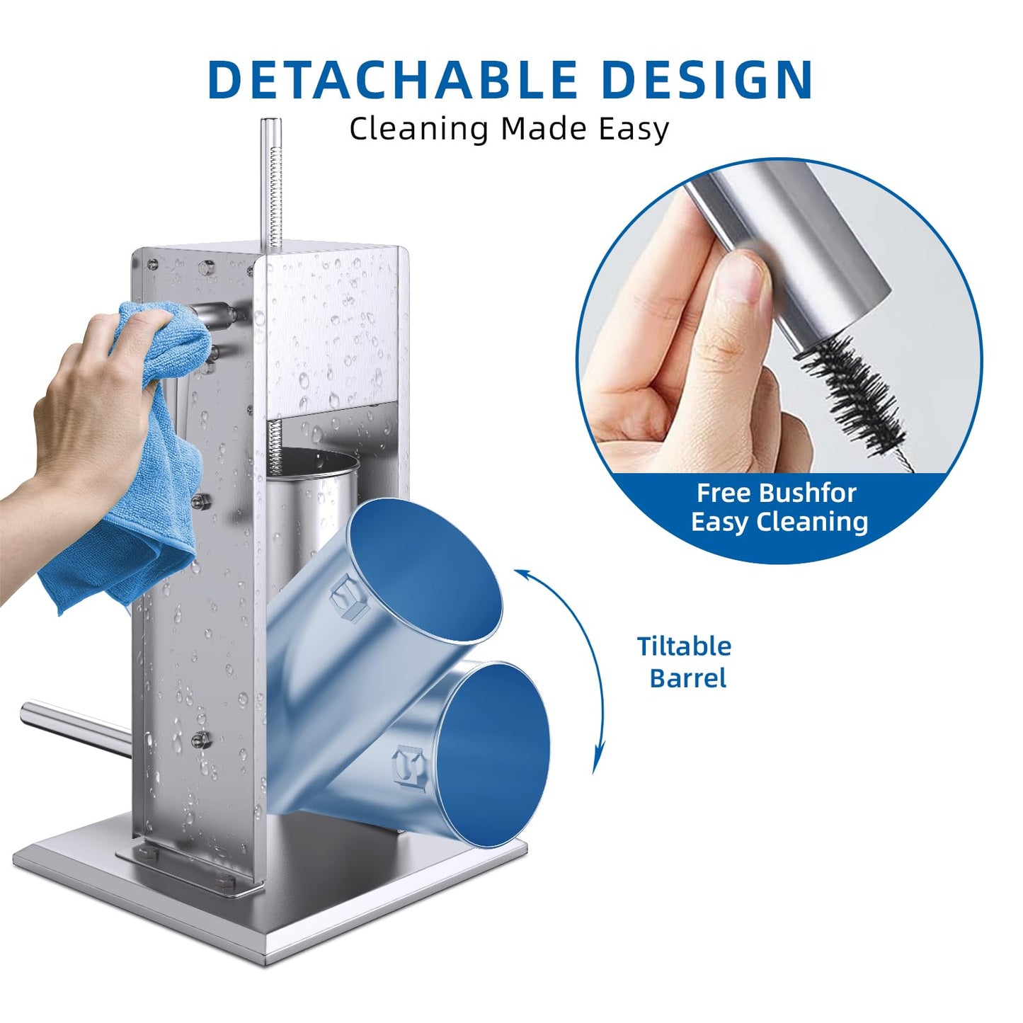 BLEOU Manual Sausage Stuffer 5L/11 LBS, Vertical Stainless Steel Sausage Maker with 4 Stuffing Tubes, Heavy Duty Meat Filling Machine for Home or Commercial Use