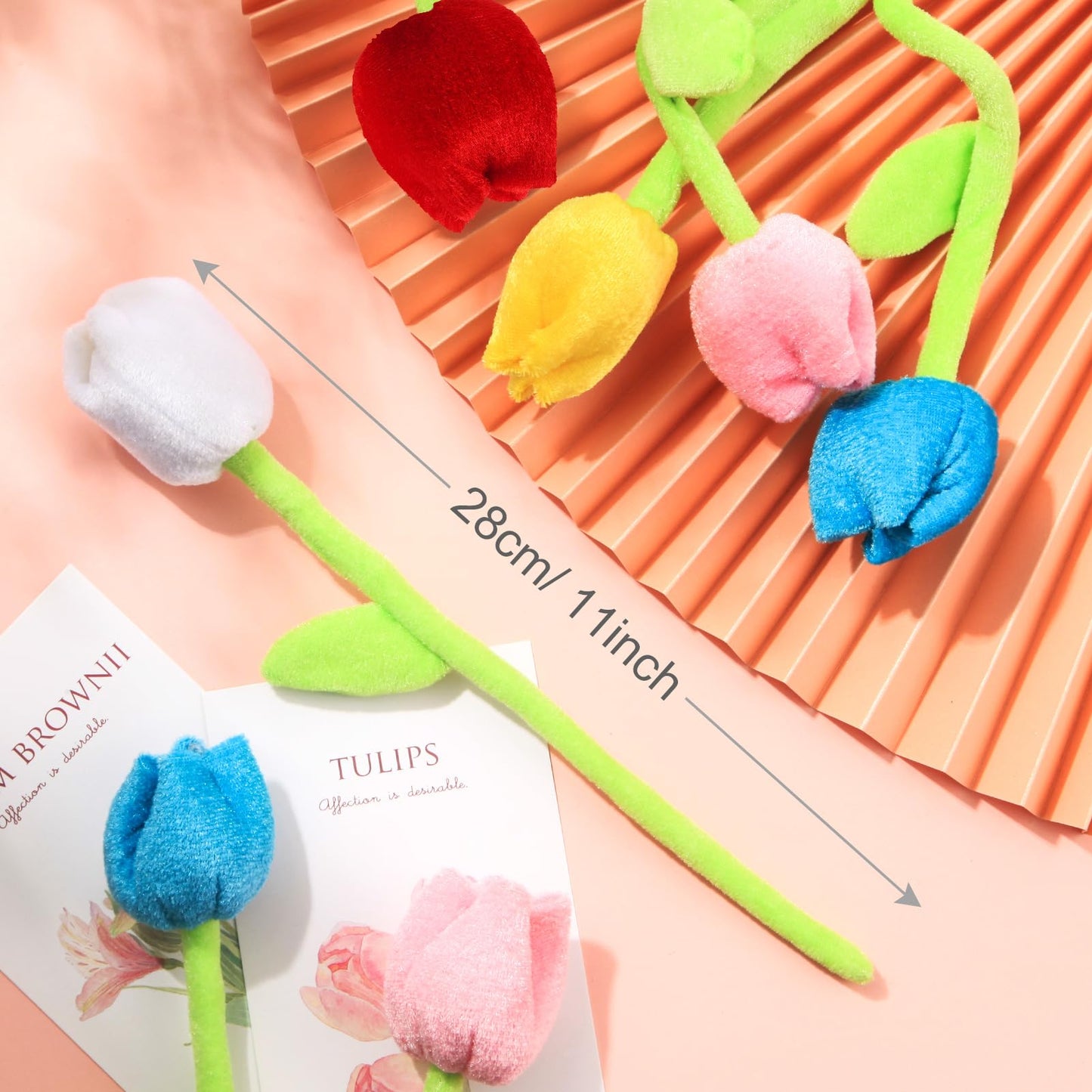 ZJoey 10 Pcs Plush Tulips Flower Stuffed Bendable Stems Plush Bouquet Toy Soft Rose Flower 12.6 Inch for Christmas 2026 Mother's Day Girl Girlfriend Wife(10 Pcs Colorful Tulip Series)