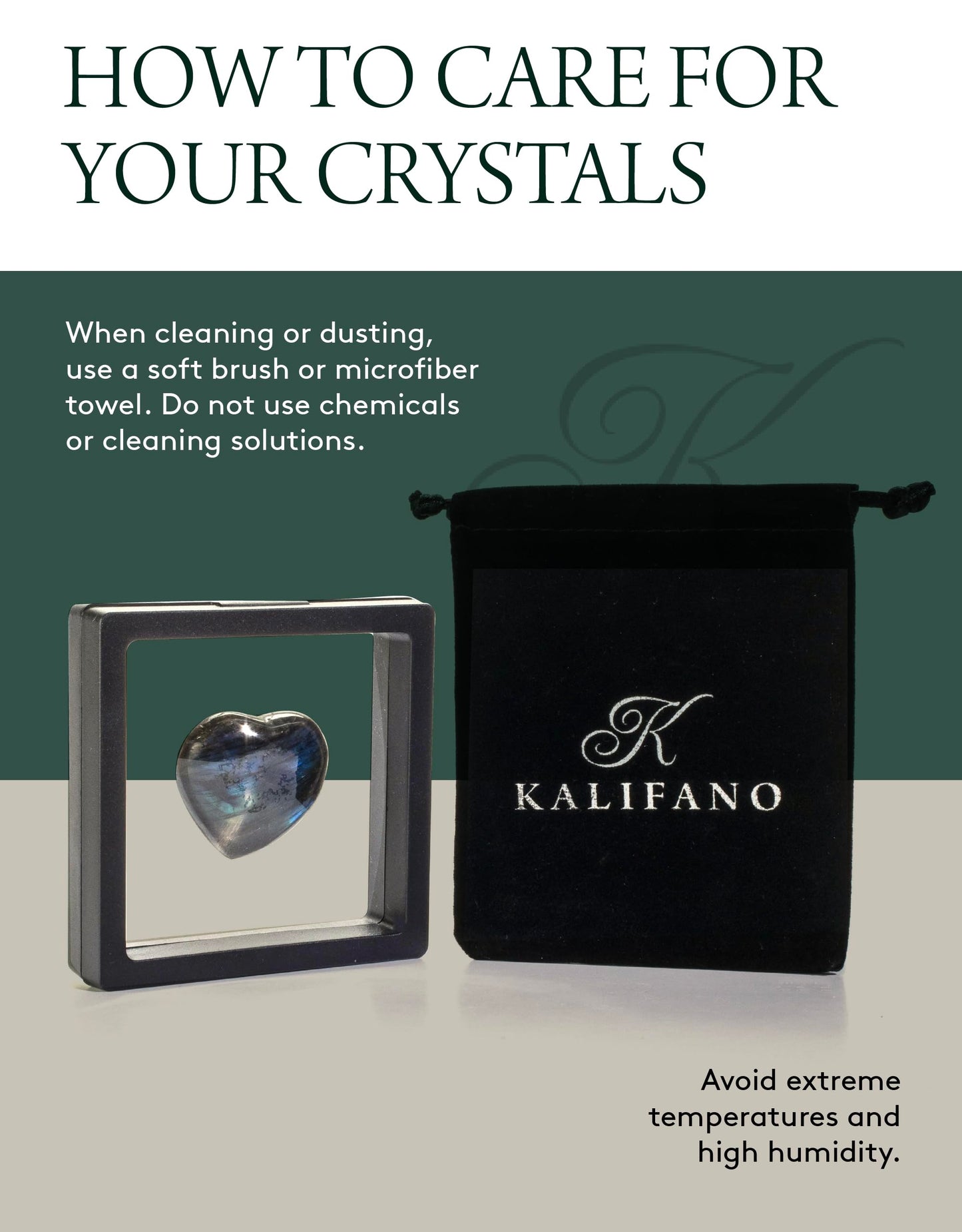 KALIFANO Labradorite Heart - Worry Stone with Healing & Calming Effects - AAA Grade High Energy Labradorita with Information Card - Reiki Crystal Carving Used for Cleansing