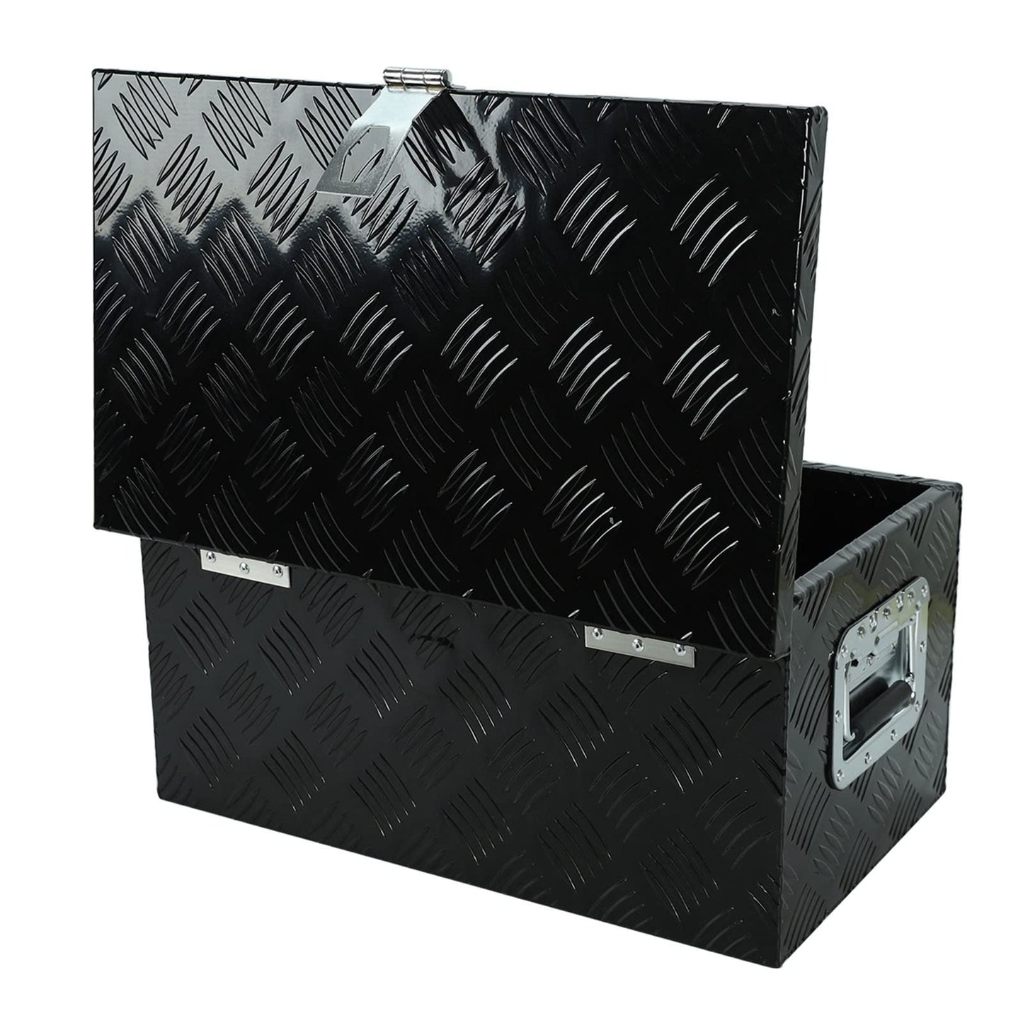 Gooeap 20 X 12 X 9.45 Inch Black Aluminum 5 Bar Tread Tool Box Truck Car Outdoor Trailer Pickup Underbody Toolbox, RV Storage Organizer, Underbed Tools Organizer With Lock & Keys