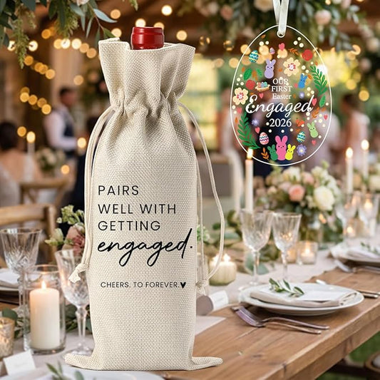 Easter Engaged Gift Engagement Gifts for Couples Her, Engagement Party Decorations Gifts for Engaged Couple Pairs Well with Getting Engaged Wine Bottle Bag Acrylic Ornament 2026