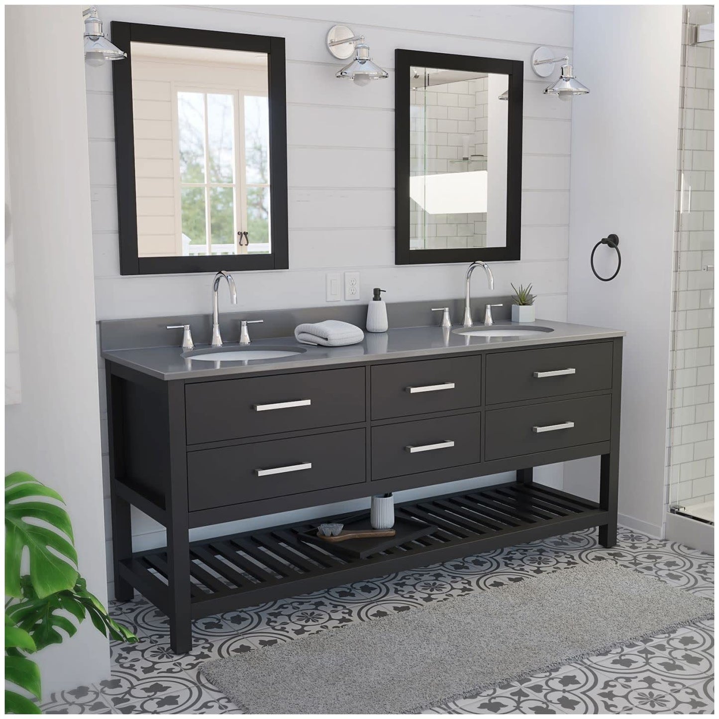 Valencia 72 Inch Oak Double Sink Bathroom Vanity