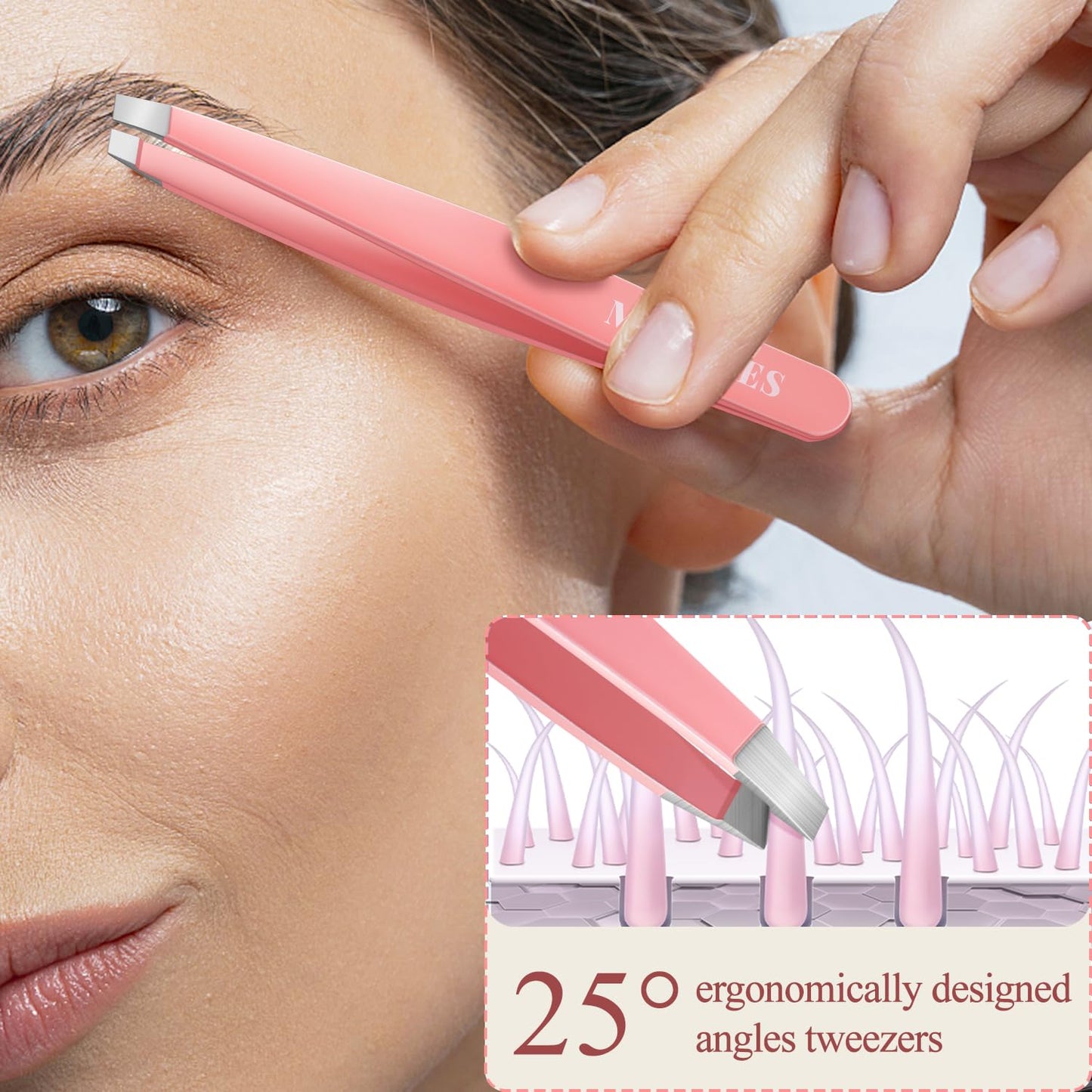 Eyebrow Tweezers for Women Facial Hair, 10 in 1 Eyebrow Kit with Pimple Popper and Blackhead Remover Tool, Ingrown Hair Tweezers Set with Travel Bag, Hair Plucking Daily Beauty Tools