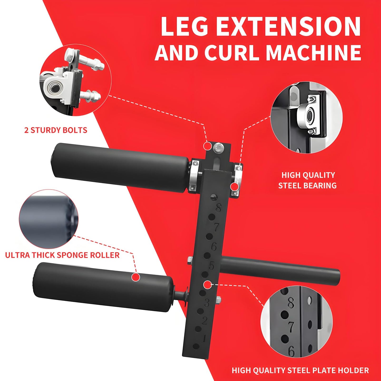 MARLANG Leg Extension and Curl Machine for Power Rack Attachments, Leg Extension Attachment for Home Gym, Leg Curl Attachment for Workout Equipment (5/8" / 16mm Hole)"