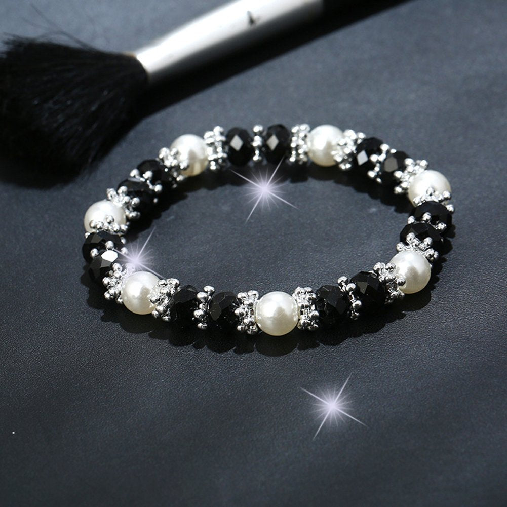 Pearl Bracelets for Women,Freshwater Pearls Crystal Bracelet Boho Bracelets Bead Bracelet Gifts (Blue #1)