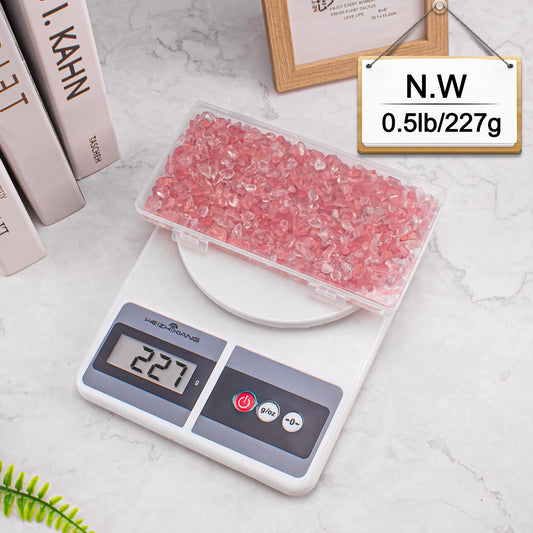 EZEELAI 0.5 Lb/230g Watermelon Red Crushed Stone Crystal Chips Bulk, Tumbled Healing Crystal Chips Natural Gemstones Crushed Stones Decorative Vase Fillers Aquarium Gravel Rocks, 5-7mm