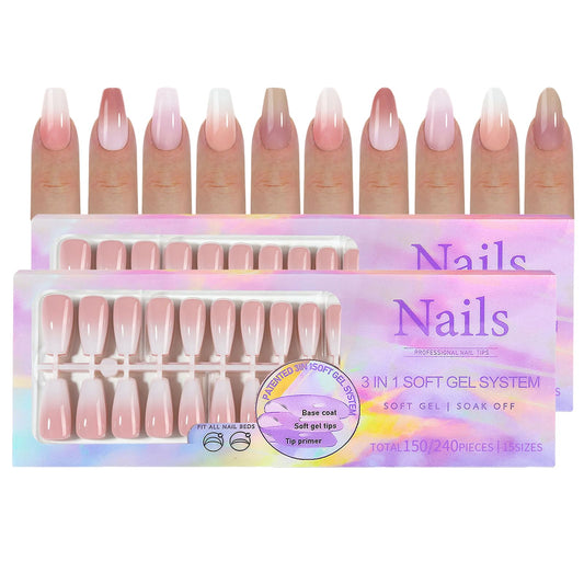 Joyeee 300pcs Press On Nails, 5 Colors, 2 Shapes, 15 Sizes, Full Cover Long Square Almond Nail Tips, Stick On Nails For Women Girls, DIY Nail Art