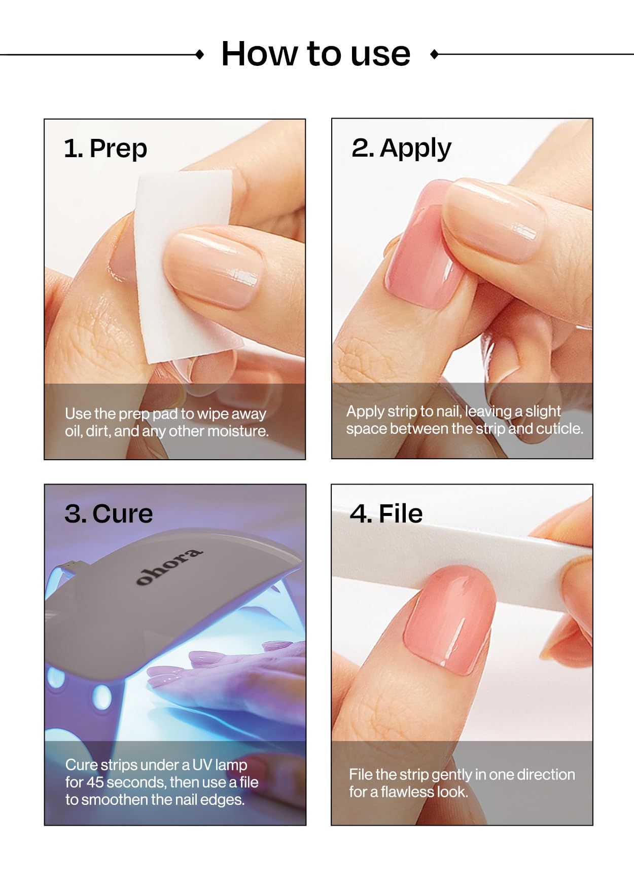 ohora Semi Cured Gel Nail Strips (N Berry Jelly) - Marble, Glitter, Pink, Works with Any Lamps, Salon-Quality, Long Lasting, Easy to Apply & Remove - Includes 2 Prep Pads, Nail File & Wooden Stick