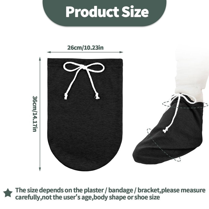 OXDFK 2 PCS Cast Sock Cover for Foot, Cast Cover for Foot, Leg Cast Cover, Adjustable Drawstring Foots Casts Cover for Men and Women (Black)