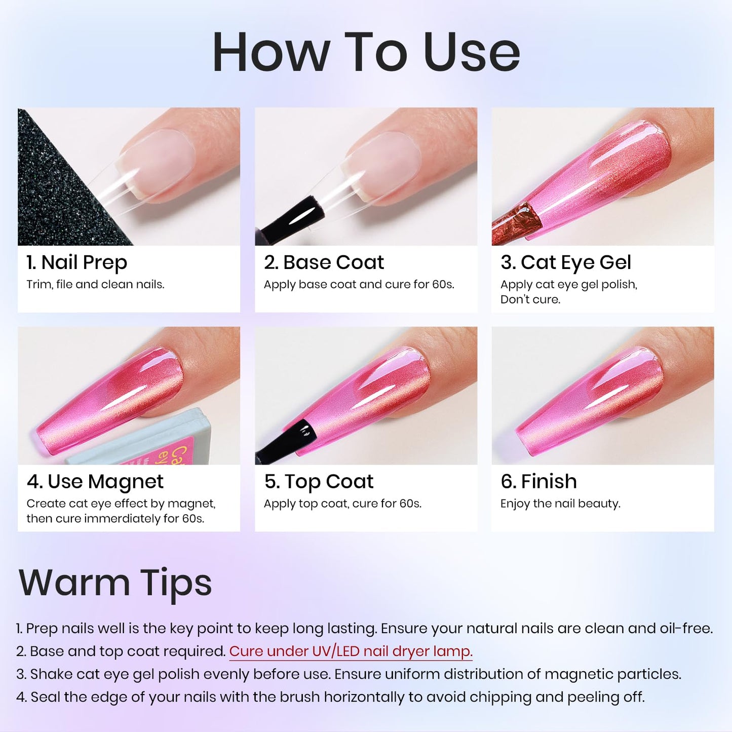 MIZHSE Cat Eye Gel Nail Polish, Dawn Cat Eye Effect Magnetic Gel Polish Set, 8 Colors Crystal Jelly Pink Red Green Purple Nail Gel with Magnet Stick Soak Off Nail Art Gift for Women