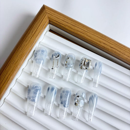 Yabonica 10Pcs Handmade Press On Nails (074P, S)