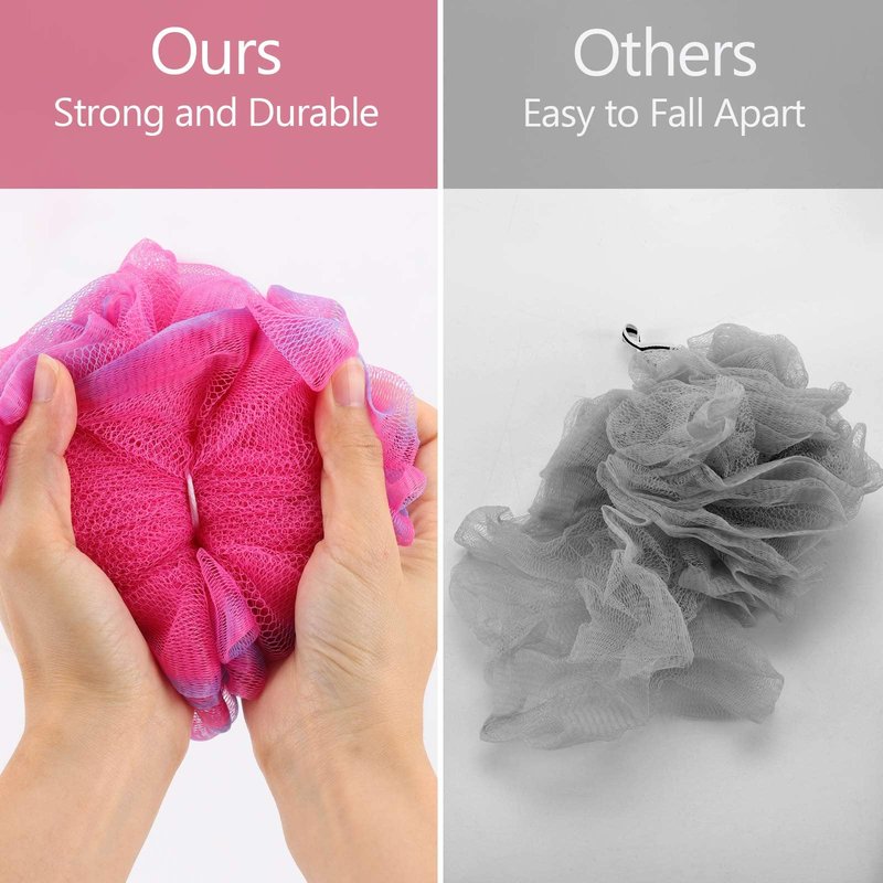 BTYMS 4 Pieces Shower Loofahs Bath Sponges 60g Bath Scrunchies Mesh Pouf Exfoliating Loofa for Body Washing