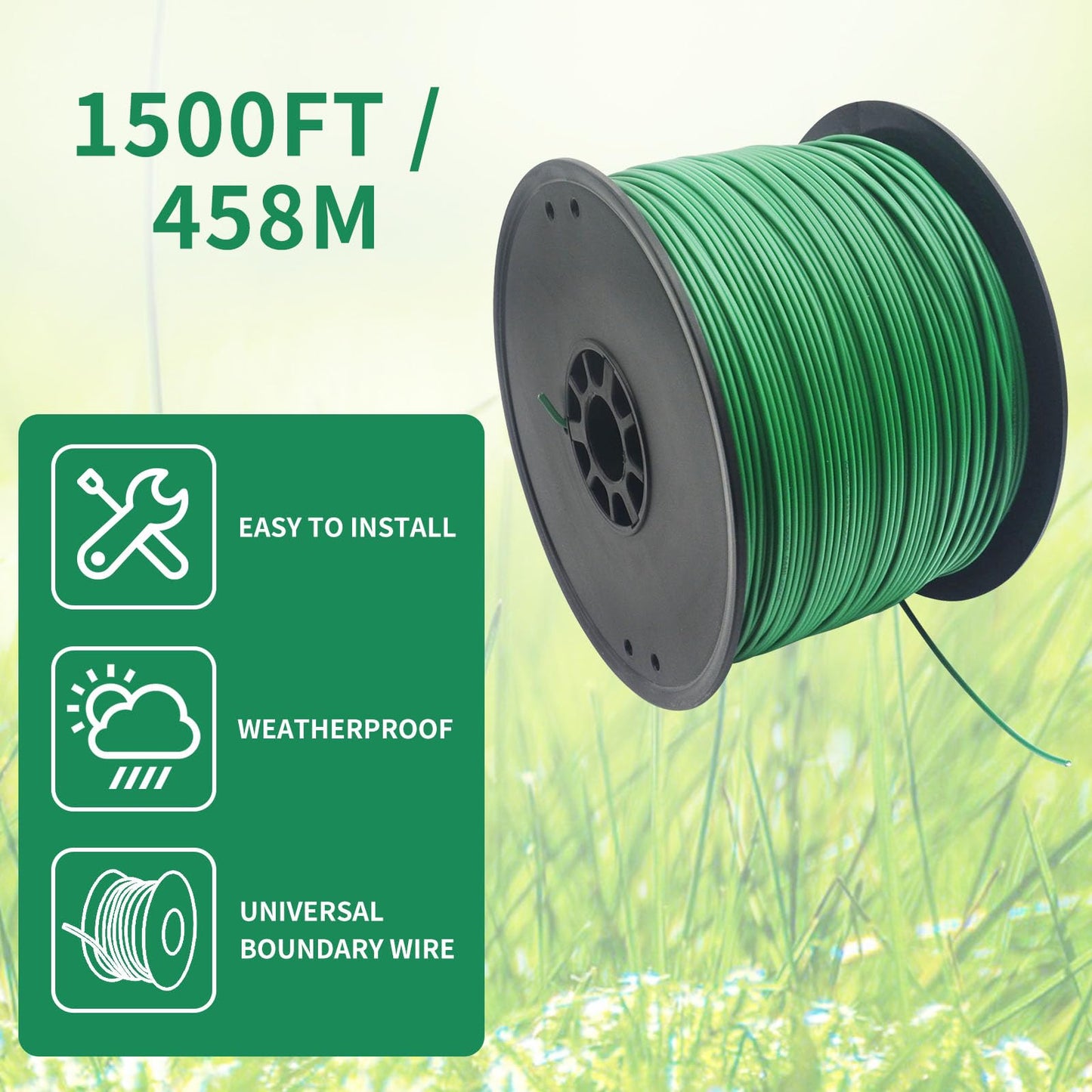 Multisland Universal Robotic Mower Boundary Wire Automatic Lawnmower 16 Gauge AWG 3.4 mm Perimeter Wire for Husqvarna Worx and Other Robot Lawnmower Brands, 458M/1500FT