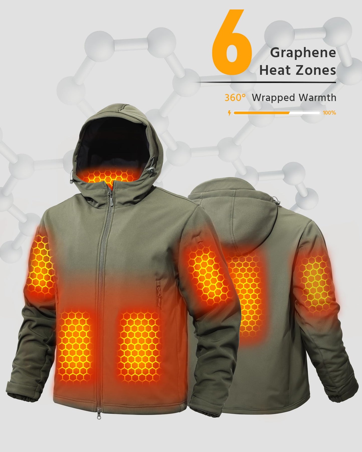 Men Heated Graphene Jacket 12v Battery Pack Included Camping Essentials Gear Accessories Supplies Gadgets Car Must Haves Stuff Equipment Rv 2025 Truck Winter Outdoor Items Unique Safety Survival Gift