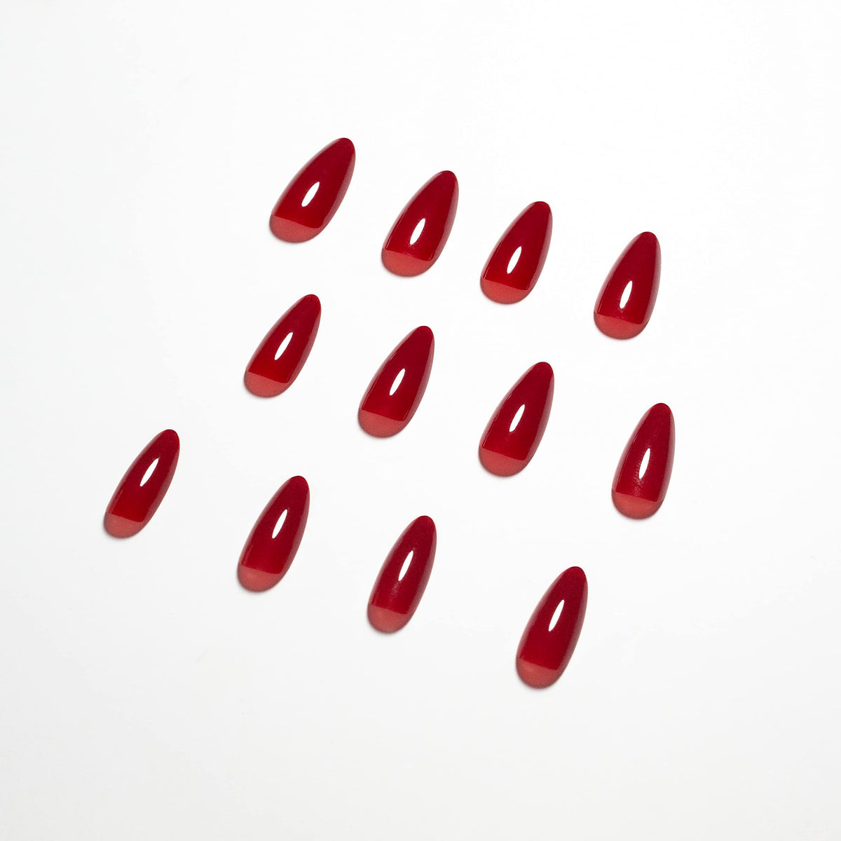 KQueenest Red Press on Nails Medium Almond Stiletto, Acrylic Fake Nails Set, Acrylic Nails Press ons Almond, Reusable Soft Gel Glue on Nails for Women Valentine‘s Day with Protective UV Coating 24 Pcs