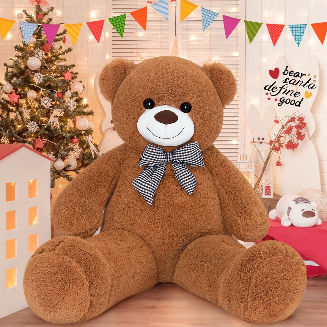 Yeqivo 47" Giant Teddy Bear Plush, 4FT Big Brown Stuffed Animal, Cuddly Soft Chocolate Teddy Bear Gifts for Girlfriend Kids, Baby Shower Decor for Valentines Christmas Birthday