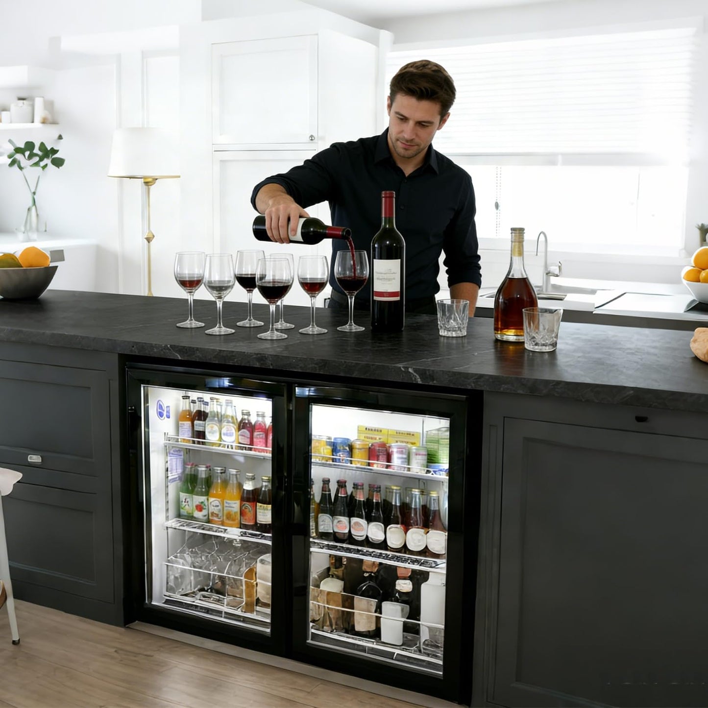 NAFCOOL Back Bar Cooler Fridge,7 Cu Ft Mini Compact Commercial Beer Refrigerator Beverage Undercounter Refrigerator, Commercial Display Fridge with LED Light Adjustable Shelves,ETL Approval