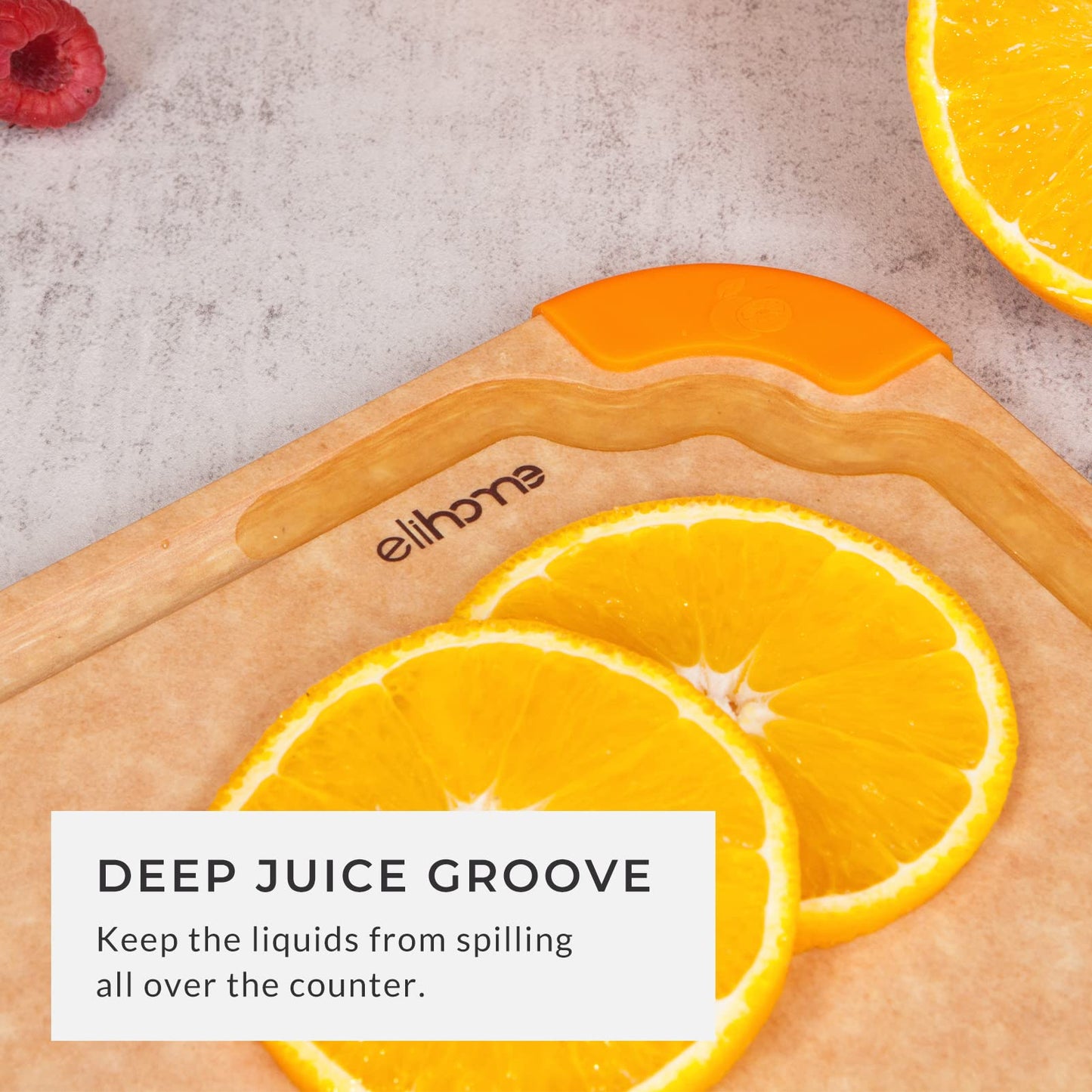 Elihome Cutting Wise 4pcs Kitchen Cutting Board Set, Non Slip Feet, Color Coded with Food Icon, Natural Wood Fiber, Dishwasher Safe, Eco-Friendly, Juice Grooves,Non Porous, BPA Free, Made in USA
