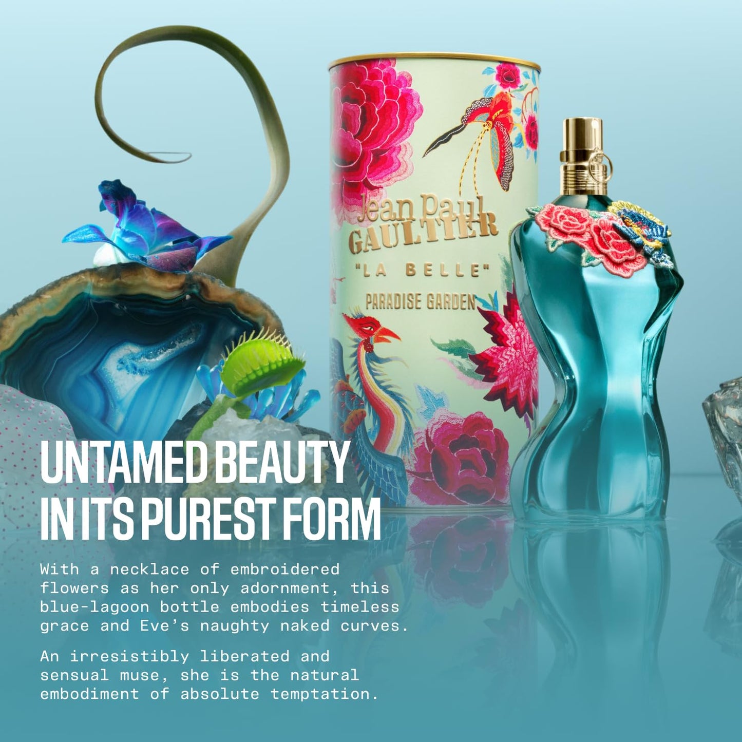 Jean Paul Gaultier La Belle Paradise Garden Eau de Parfum for Women - Long Lasting Floral Amber Women's Perfume with Blue Water Lily, Iris & Vanilla - Designer Fragrance Spray, 1.7 oz