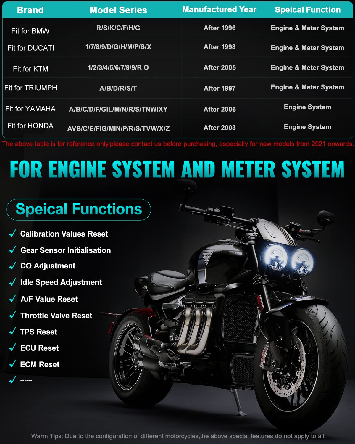 OBDPROG Moto 100 Pro Motorcycle Full-System Diagnostic Tool, Quick Service Resets, Active Tests & Advanced System Functions, Fits for BMW, Honda, Yamaha, KTM, Triumph & Ducati