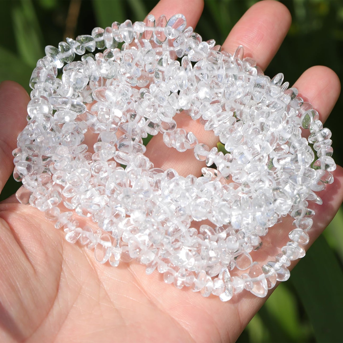 400pcs 5-8mm Clear Crystal Glass Chip Beads Irregular Pre Drilled Loose Beads for DIY Bracelet Necklace Pendant Jewelry Making Supplies