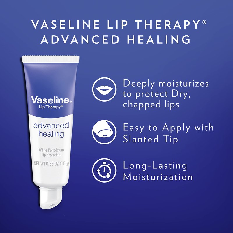 Vaseline Lip Therapy Lip Balm Tube, Advanced Healing Lip Moisturizer, 0.35 oz