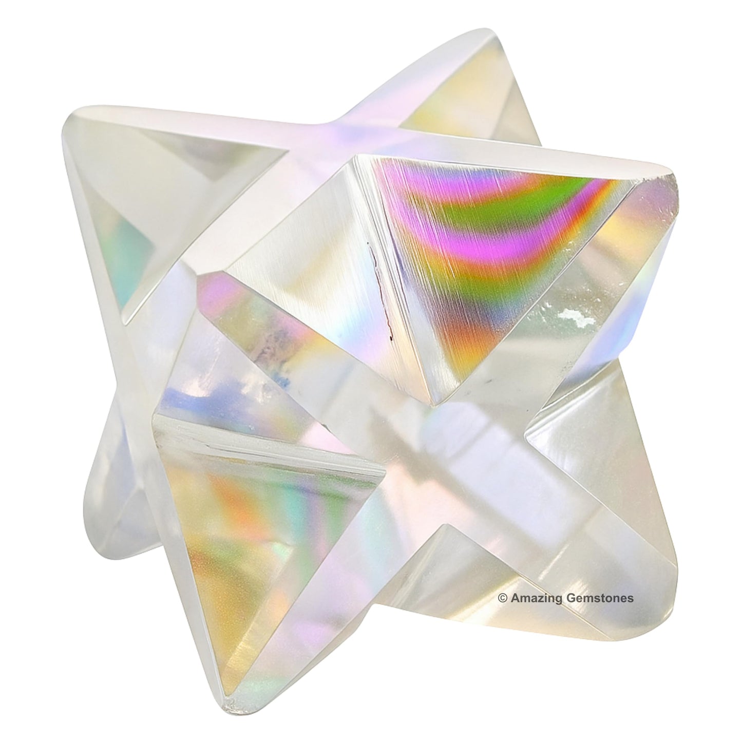 Amazing Gemstone Angel Aura Quartz Merkaba Crystal - 0.75 Inches Metaphysical Merkaba Star for Meditation - Energetic Tetrahedron Crystal and Healing Stones for Spiritual Growth and Healing (15-20mm)