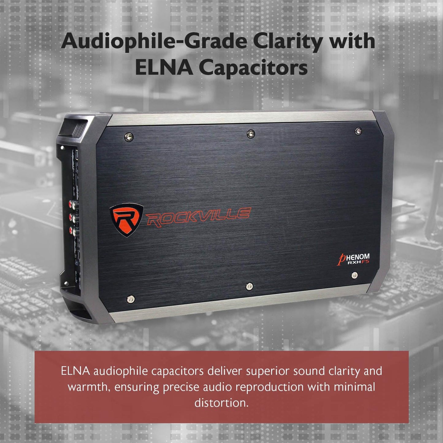 Rockville RXH-F5 3200W 5-Channel Car Amplifier, Dyno-Certified RMS, MOSFET Power Supply, ELNA Capacitors, Class-A/B D, Perfect for Car Audio and Subs
