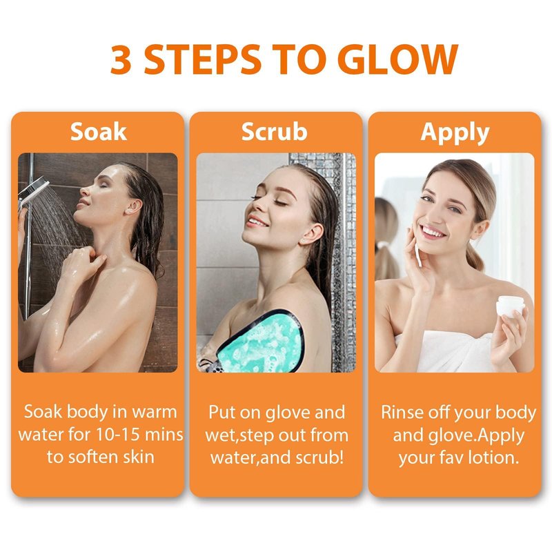 Exfoliating Gloves 2 Pcs, Exfoliating Body Scrubber for Bath Shower Exfoliation, Body Scrub Exfoliator Loofah Sponge for Dead Skin Remover, Korean Exfoliating Mitt (Green)