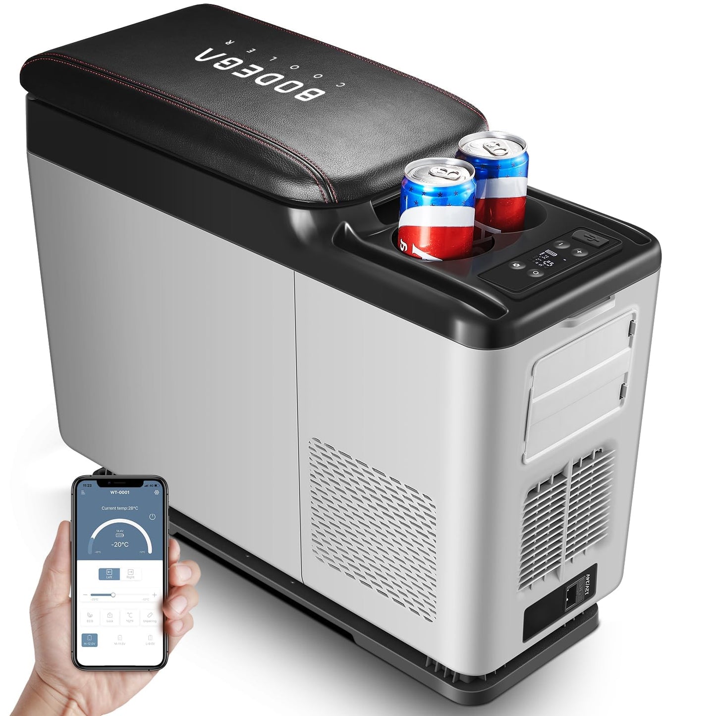 BODEGA 12 Volt Refrigerator, 16 Quart (15L) Car Fridge, Portable Refrigerator (-4℉-68℉), 12/24V DC for Outdoor, Vehicles, Camping, Travel