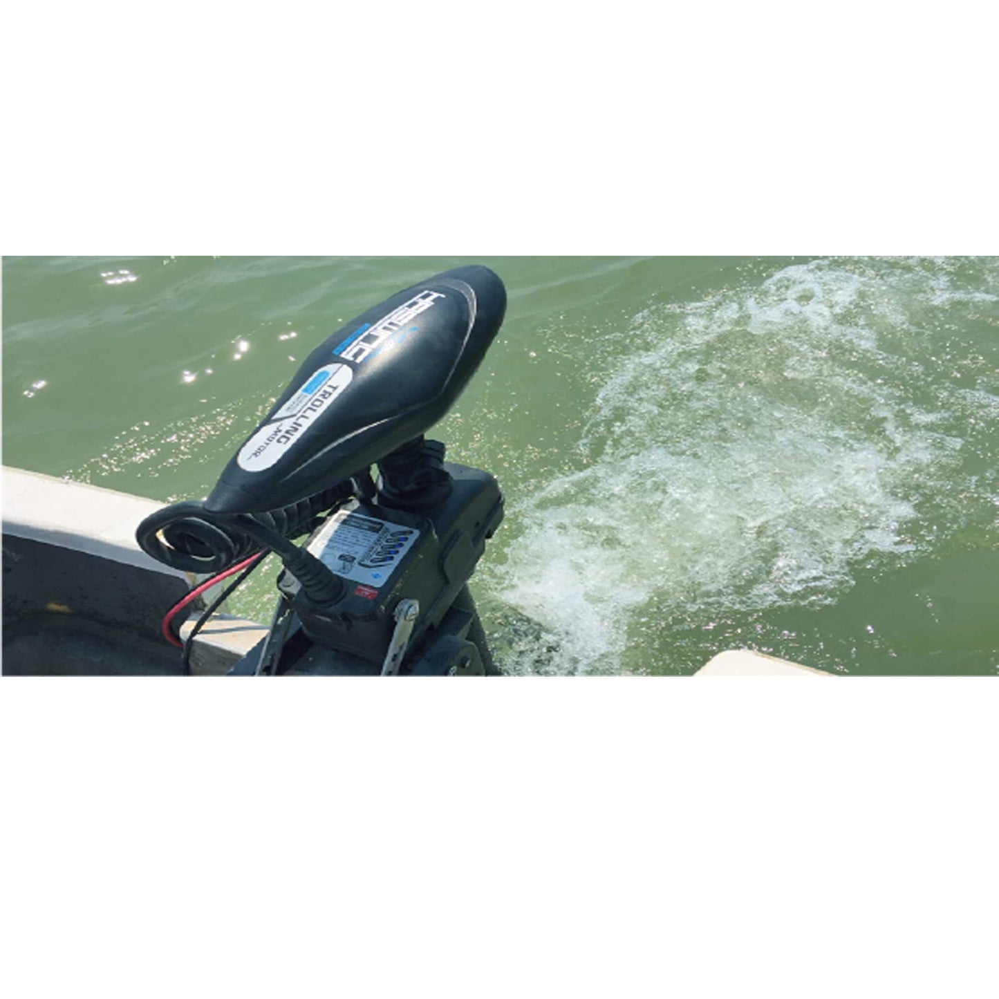 AQUOS Haswing CaymanT 12V 55LB 39 in. Shaft Transom Electric Trolling Motor – Includes Wireless Remote for Fishing Boats in Saltwater & Freshwater