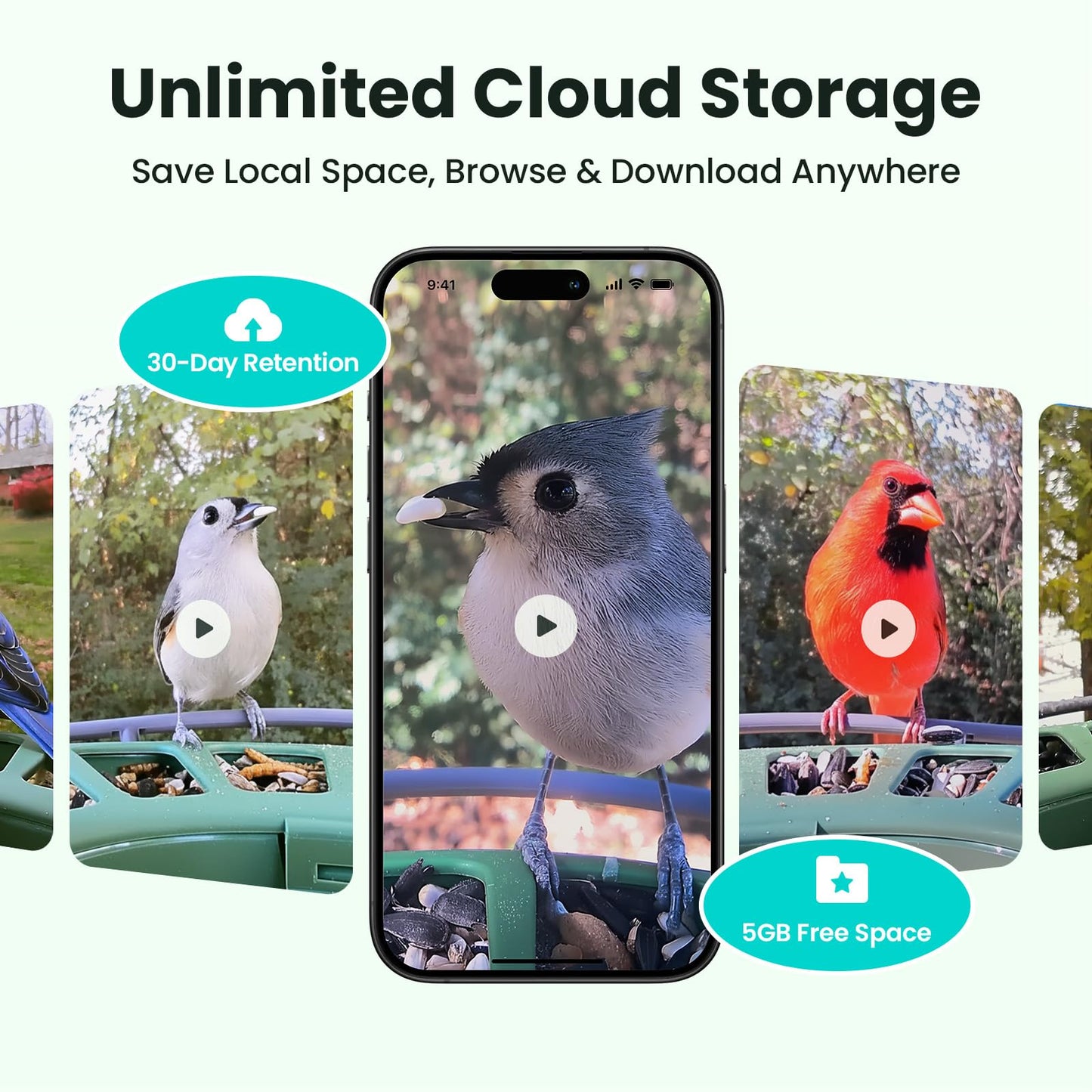 Birdfy 2 Smart Bird Feeder with Camera, Dual-Lens (2K+1080P) Camera for Live Streaming & Close-Up Photos, AI Identifies Bird Species, Solar-Powered Backyard Birdwatching Gift