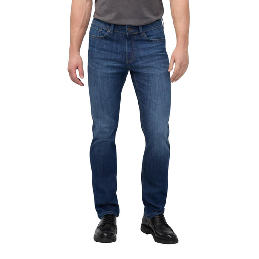 DUER Men's Performance Denim Slim Straight, Stretch Pants, Durable Work Comfort, Active Travel Gear, Ocean Swell (32W x 30L)