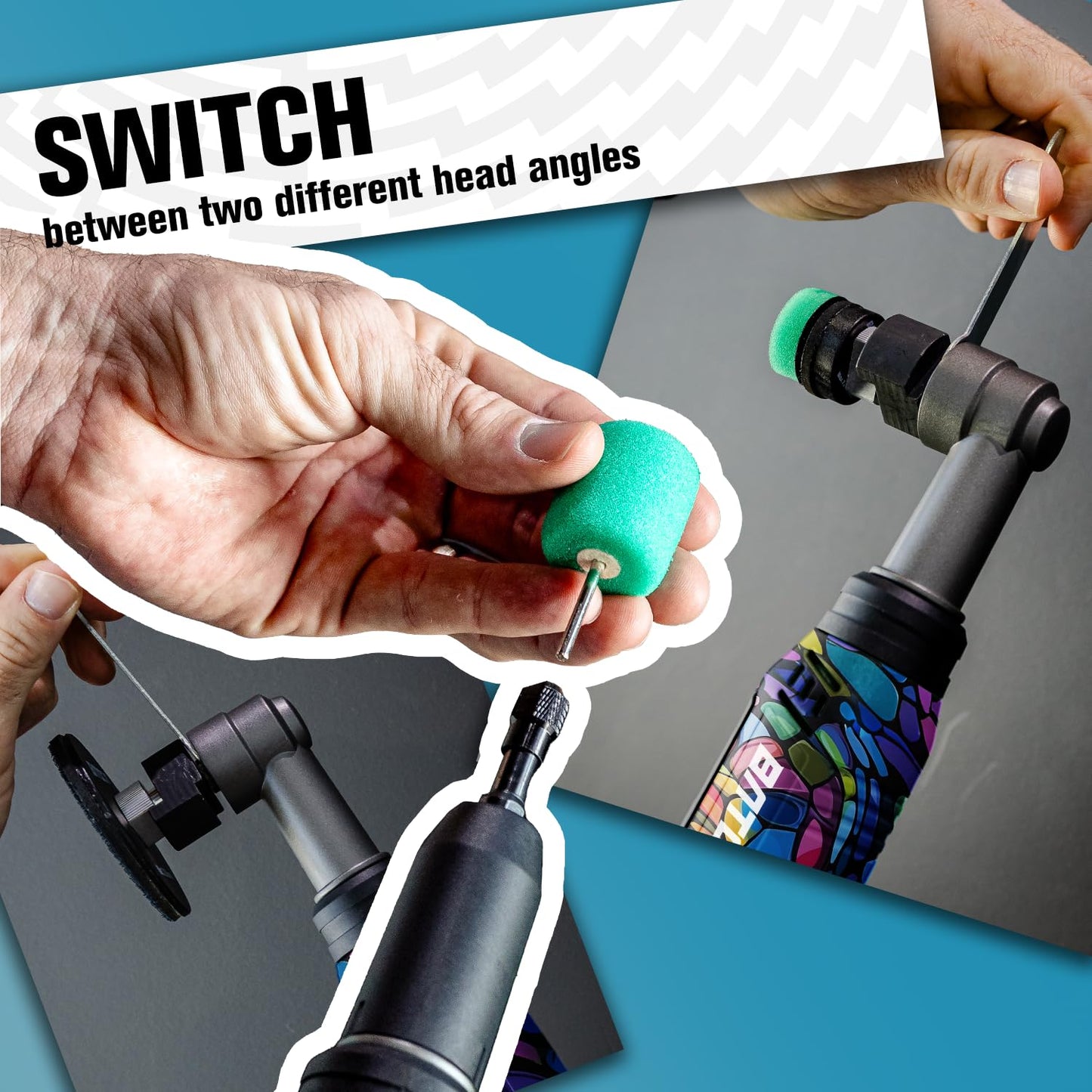 BATOCA S6 Mini Cordless Polisher for Car Detailing 2x2.0Ah Batteries, 0mm Rotary Buffer, 12mm Dual Action Polisher 1-3 Inch, 2 Different Speeds Heads Systems, 4.2k-21k or 1-5k RPM Graffiti Style