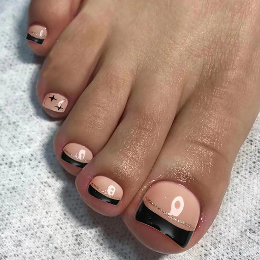 FIEONCIY Press on Toenails with Designs Acrylic Fake Nails for Toe Artificial False Nails with Charms Glue on Toe Nails for Spring Summer Stick on Toenails for Women Girls(JP2479)
