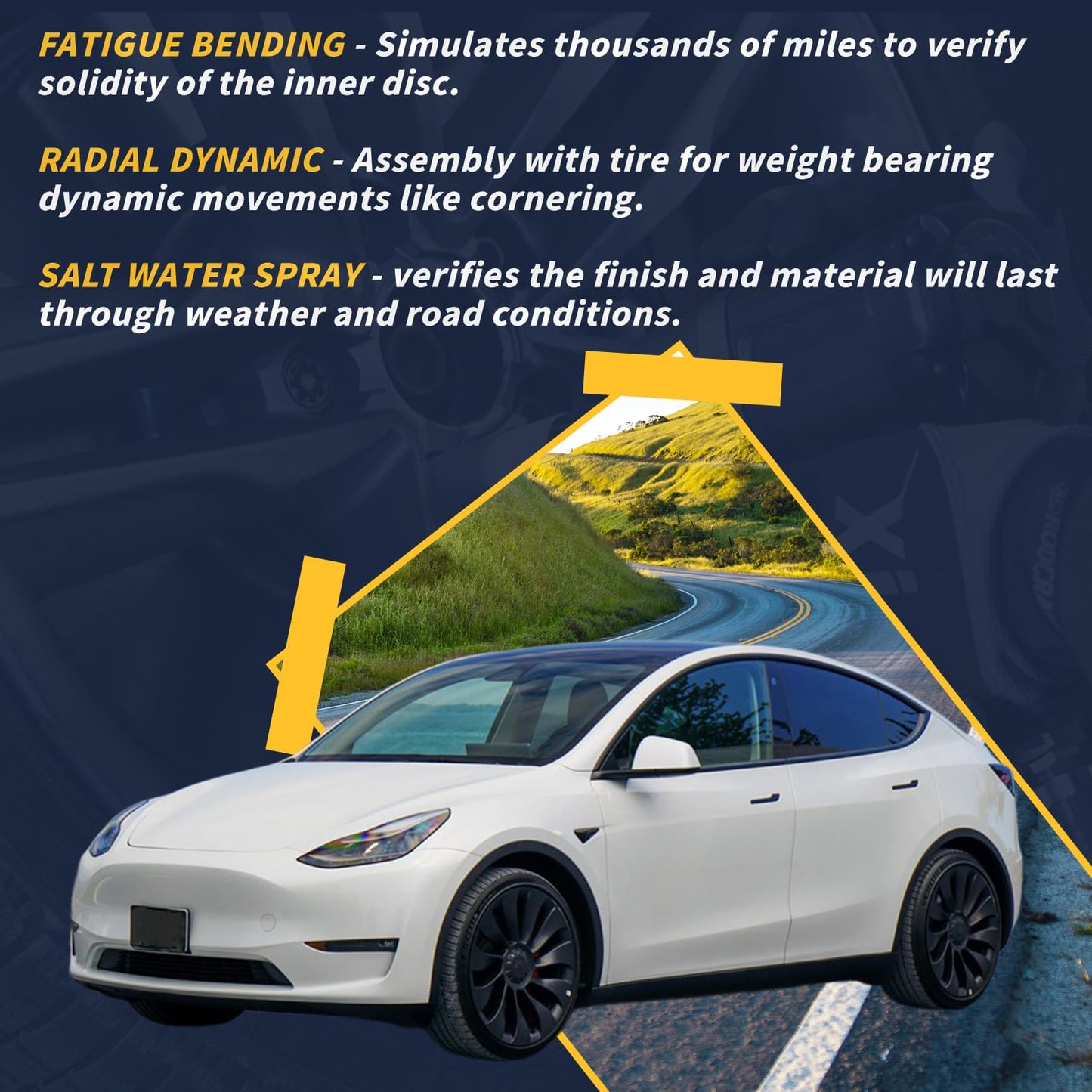 LUNEGUE 21" 21x10.5 Inch New Rear Wheel Rim Compatible with Tesla Model Y 2020 2021 2022 2023 2024, Black Alloy Rim OEM Direct Replacement Rims, 118822700B