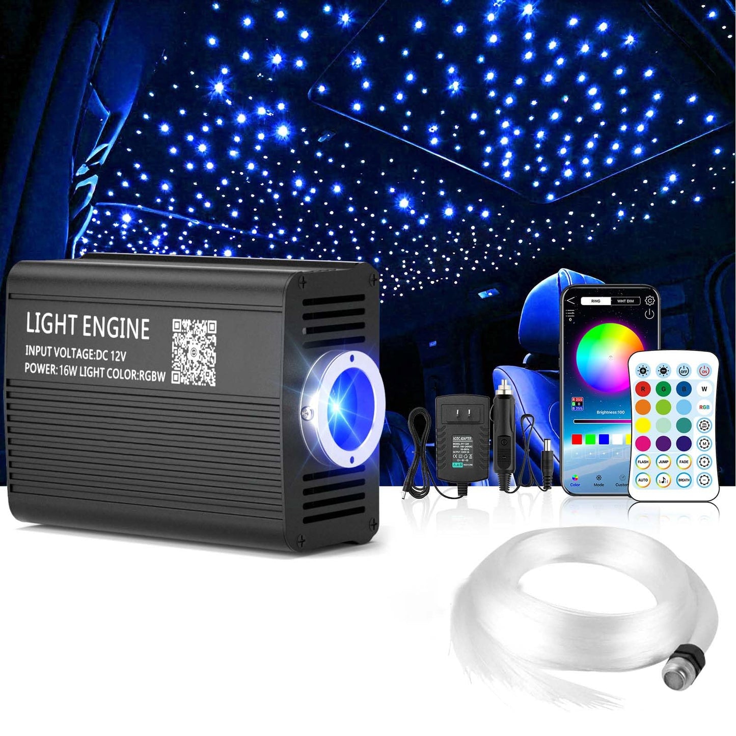 XAEIOW Twinkle Starlight Headliner Light,16W 1000pcs 9.8ft LED Star Ceiling Fiber Optic Light Kit APP/Remote for Car/Home/Party