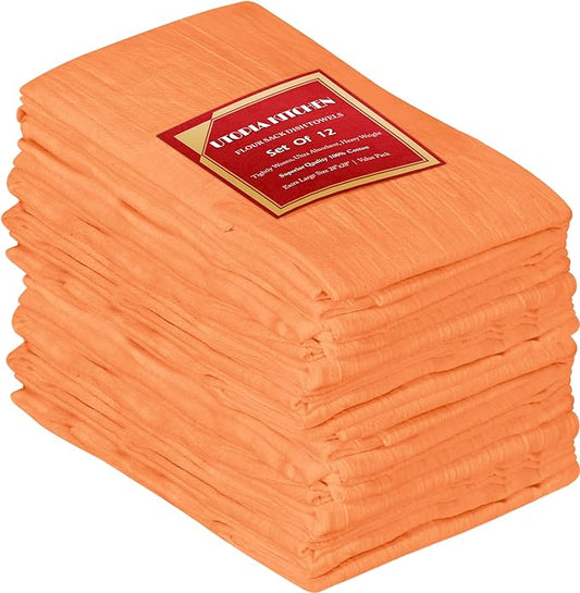 Utopia Kitchen Orange Flour Sack Towels [12 Pack - 28 x 28 Inch] 100% Cotton Tea Towels for Cleaning & Drying - Highly Absorbent Kitchen Dish Cloth