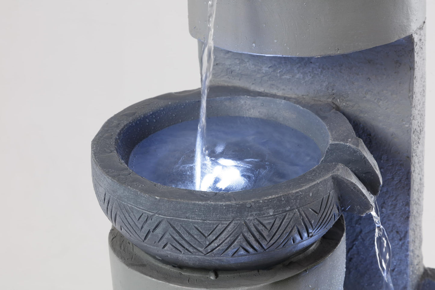 32" Outdoor Water Fountain with Led Lights, 4-Tier Modern Pottery Water Fountain, Outdoor Garden Waterfall Decor for Garden, Patio, Courtyard