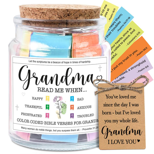 NewEleven Mothers Day Gifts For Grandma - Christian Gift, Grandma Birthday Gifts From Granddaughter, Grandson, Kids - Daily Encouragement, Inspirational Present - Bible Verse Jar