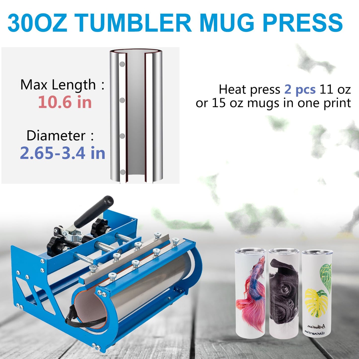 Topdeep Pro Heat Press 15x15 Inch, 8 in 1 Heat Press Machine with 30 OZ Tumbler Press, Swing Away T Shirt Pressing Machine, Combo Tumbler Heat Press Machine Sublimation for T-Shirt Hat Cap Mug Plate