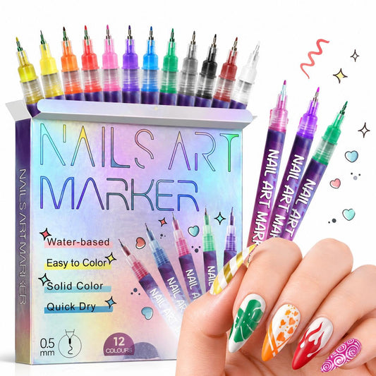 fnShop Nail Art Pens for Painting Nails Quick Dry Nail Polish Pens Set for Kids & Teens Precision Nail Art Markers for DIY Designs Professional Nail Polish Pen Kit for Beauty Tools & Accessories