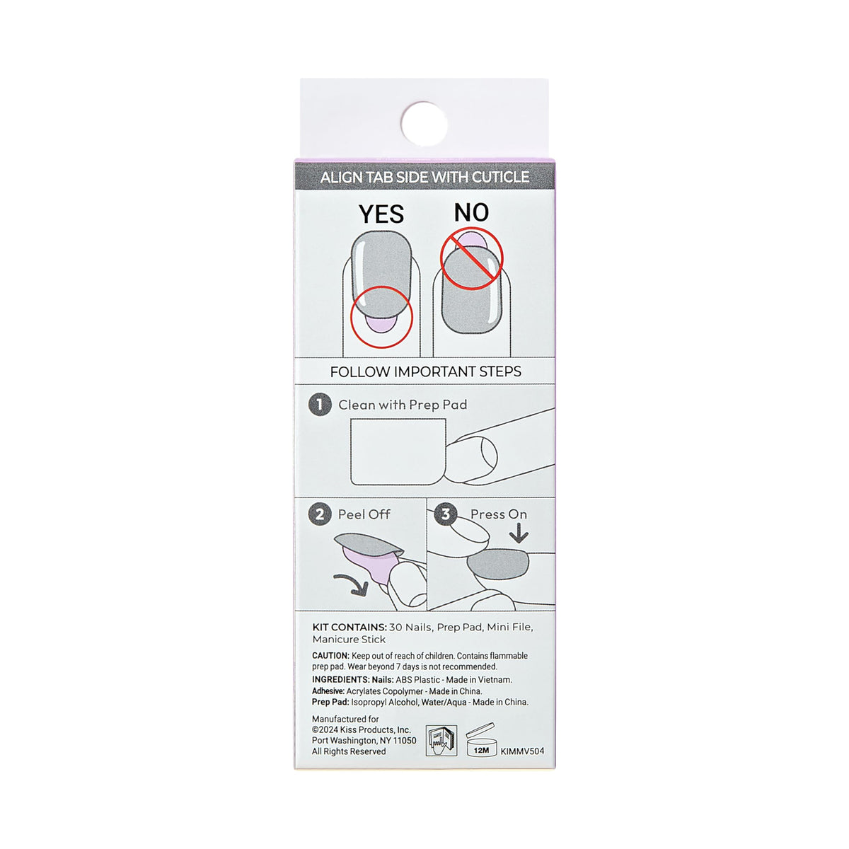 KISS Impress No Glue Mani 30 Pcs Press on Nails, Easy Apply, Hassle-Free Removal, Simple Peel & Press, Essential Tools Included, Prep Pad, Instructions Sheet, 1 Manicure Stick, 1 Mini File (Coy)
