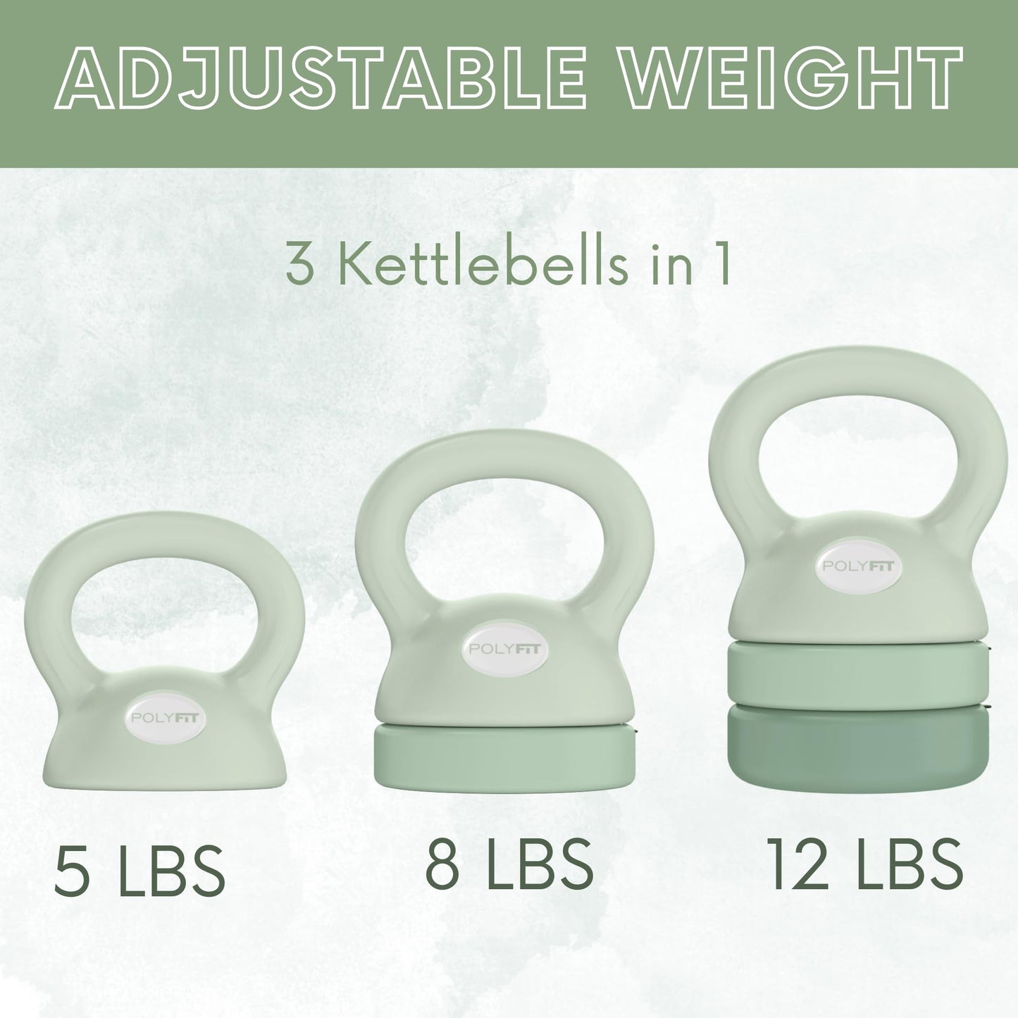 Polyfit Adjustable Kettlebell | 5 lb - 12 lb | Kettlebell Weights Set for Home Gym
